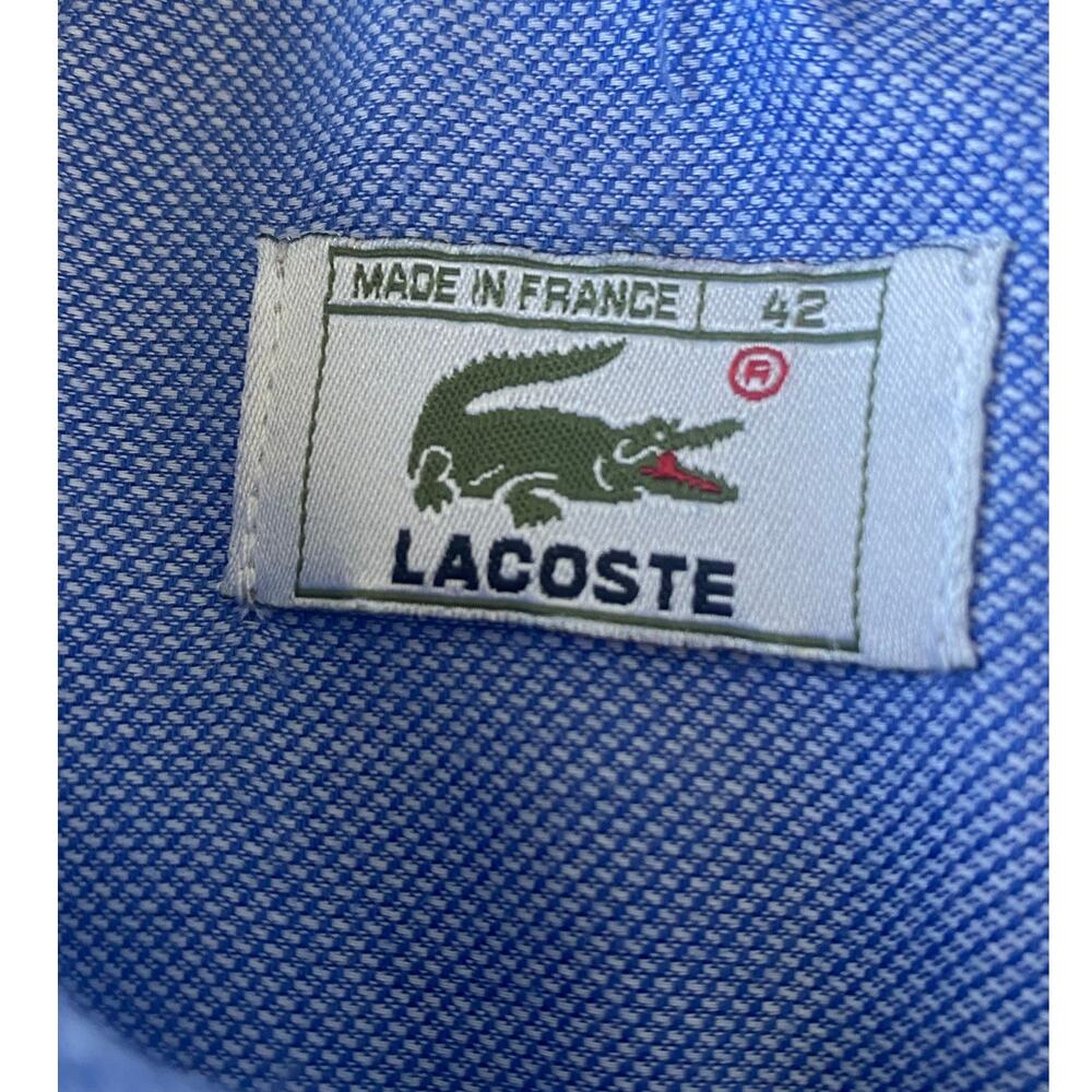 Lacoste Vintage 80s90s Men's Oxford Shirt Button Down LS Blue France Size 42 - Picture 3 of 11